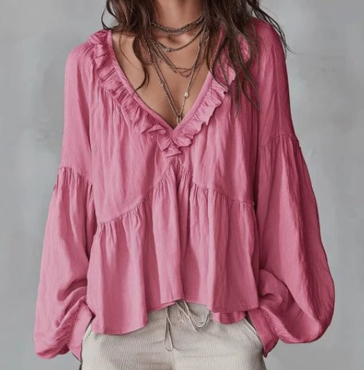 Cali | Luchtige, vintage-geïnspireerde bohemian blouse met ruches