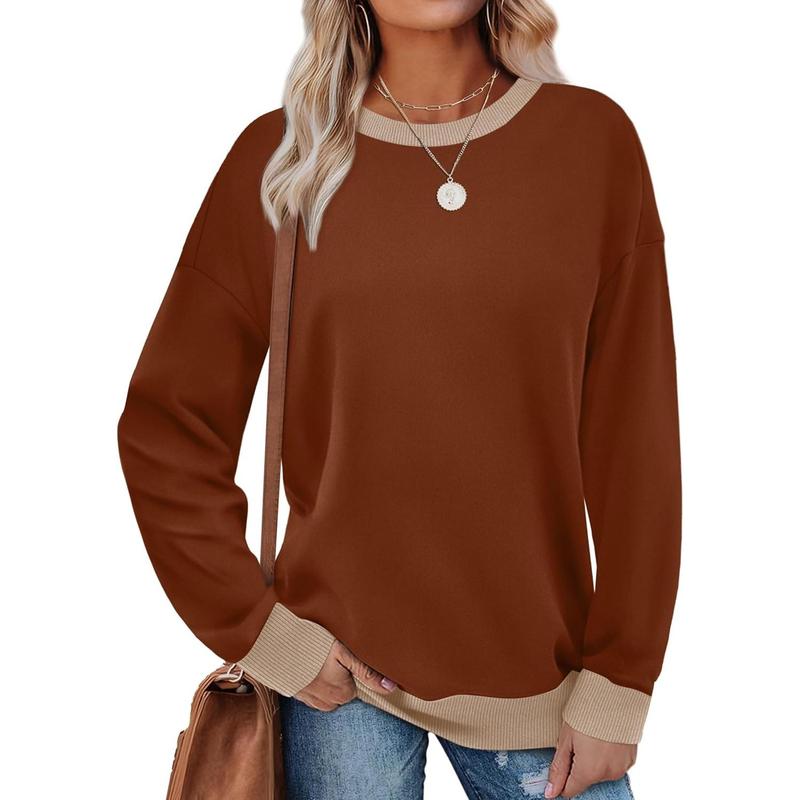 MARGARET™ - Sweatshirt met ronde hals en lange mouwen en contrasterende bies 1