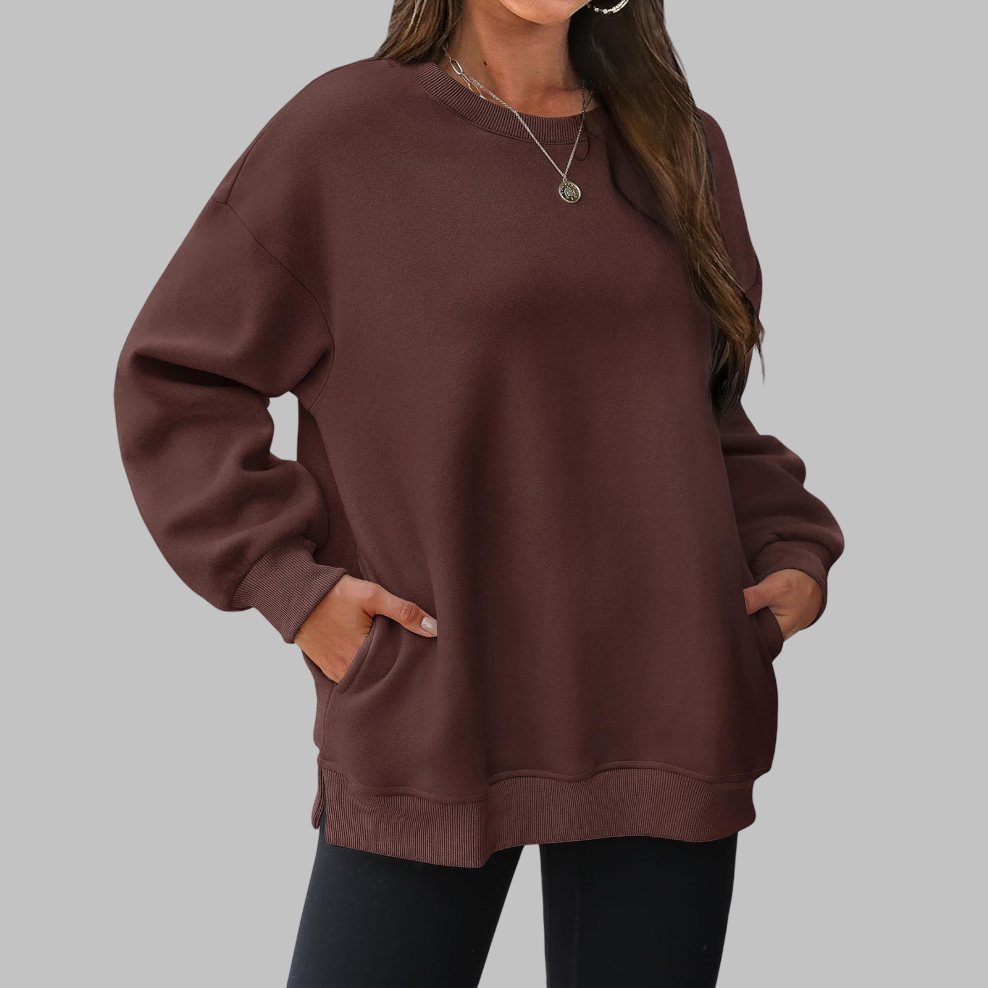 Medgi | Casual oversized trui met ronde hals en lange mouwen