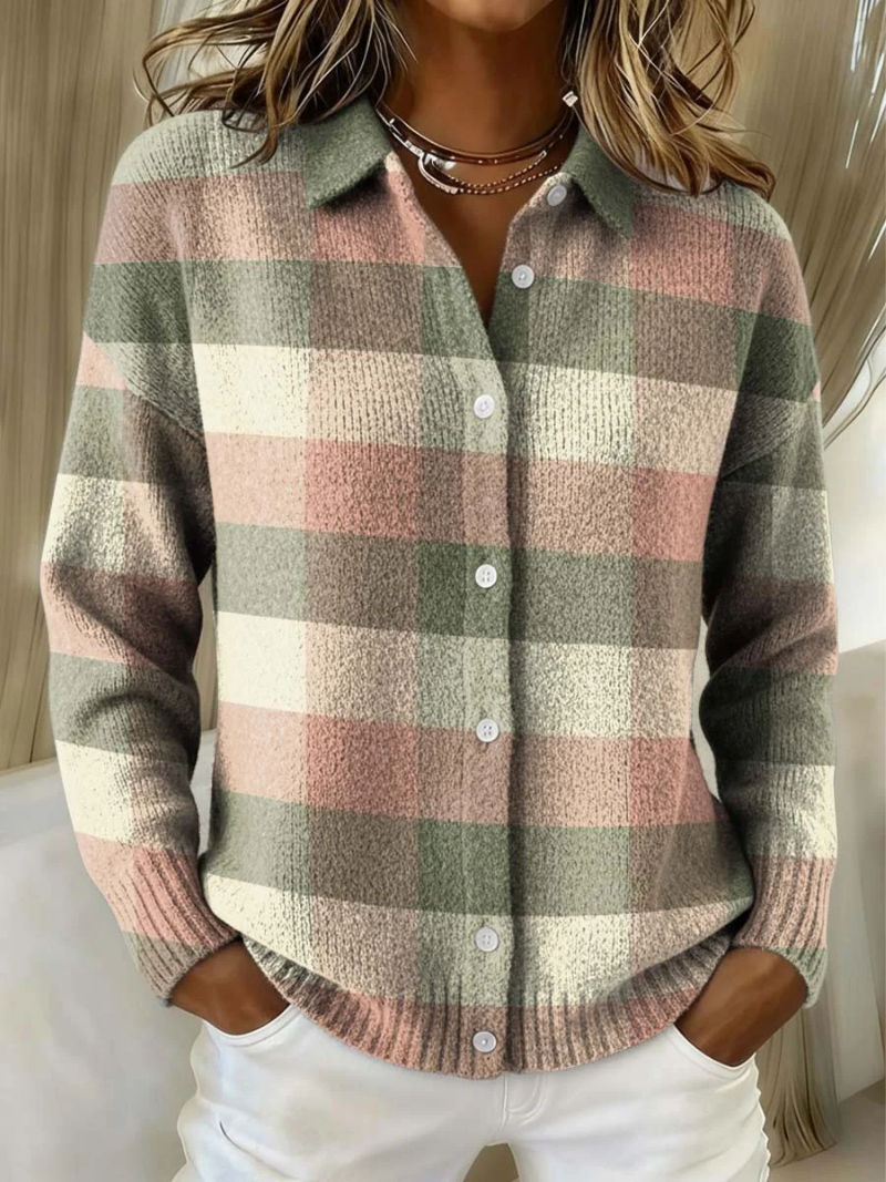 Neera | Geruite gebreide blouse