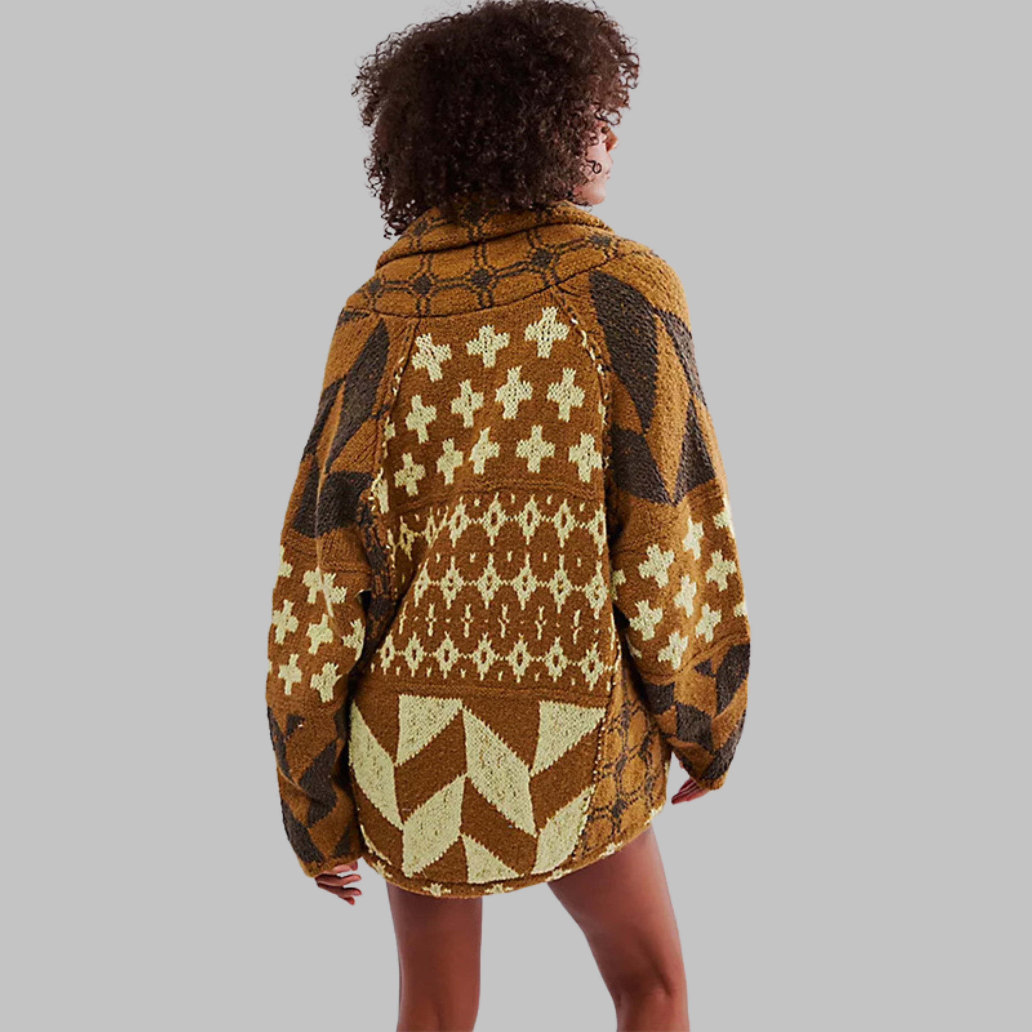 Portia | Vintage oversized vest met knoopjeskraag