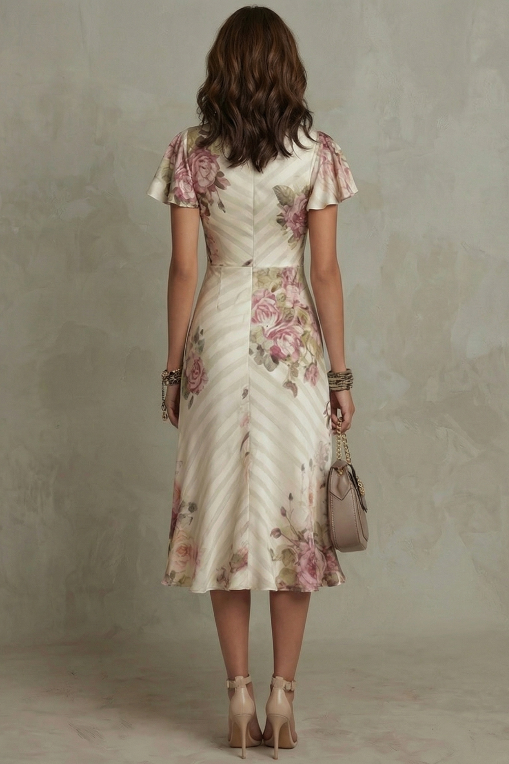 Rosavienne | Vintage satijnromantiek – Midi-jurk