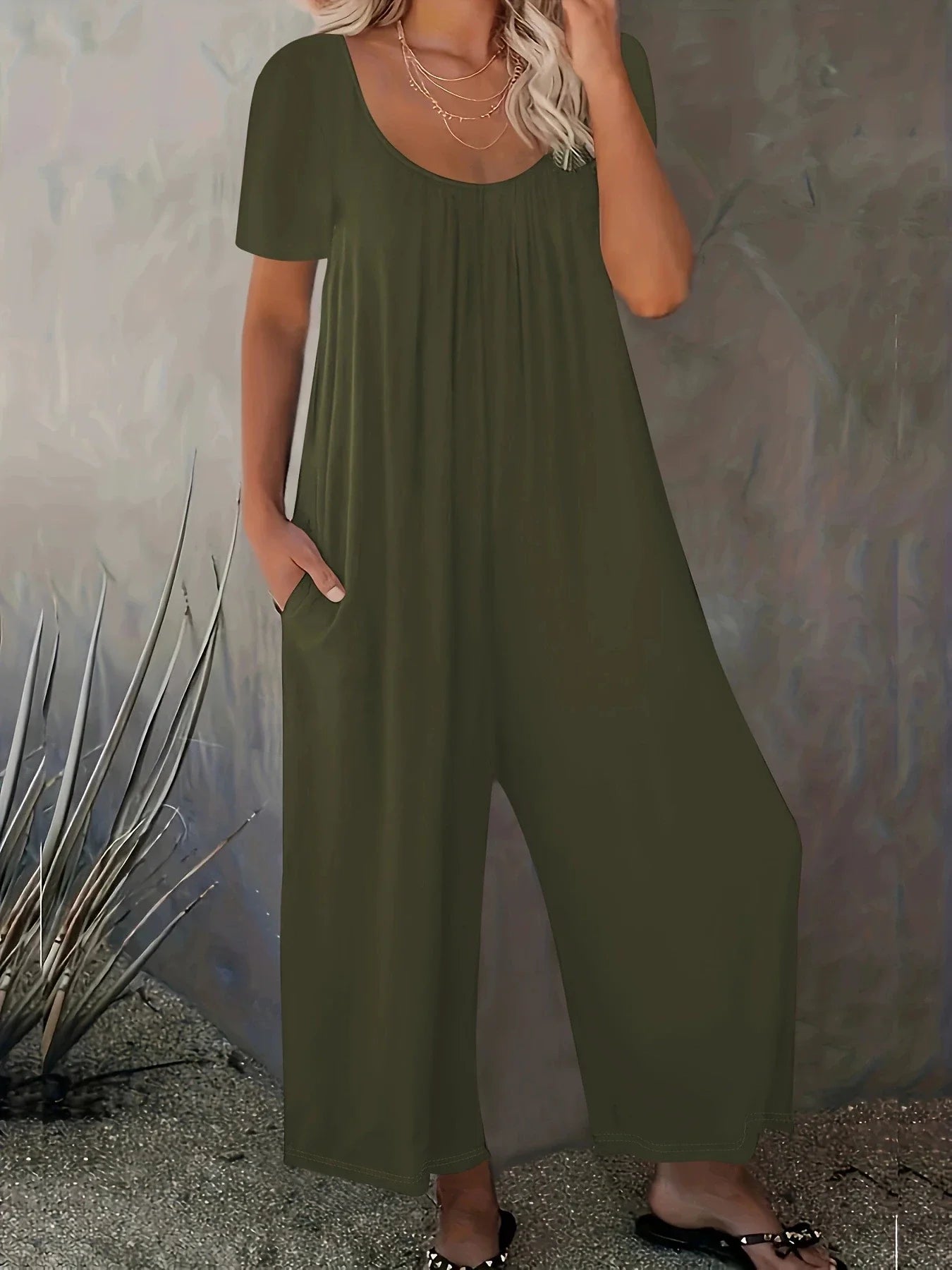 Cassie | Casual Effen Kleur Jumpsuit met Zakken