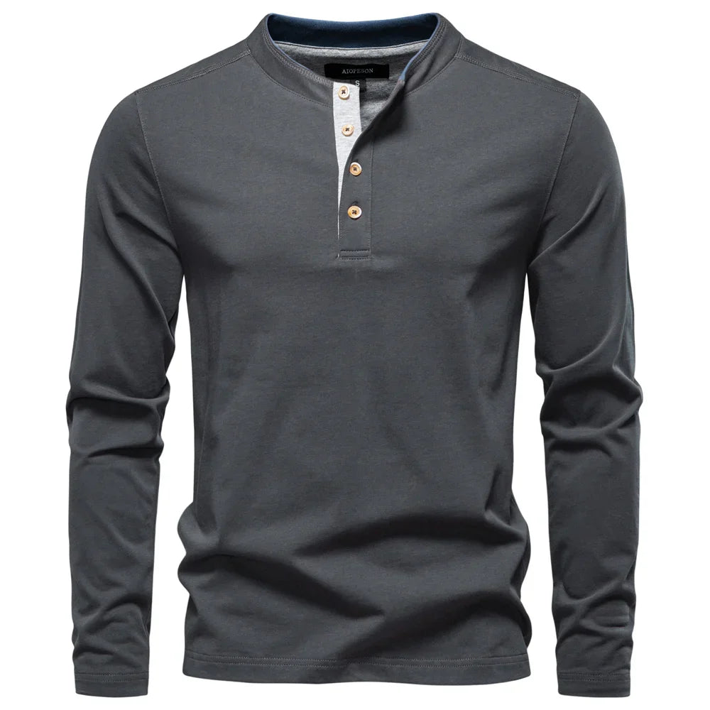 Barry | Henley Heren  Shirt Met Lange Mouwen