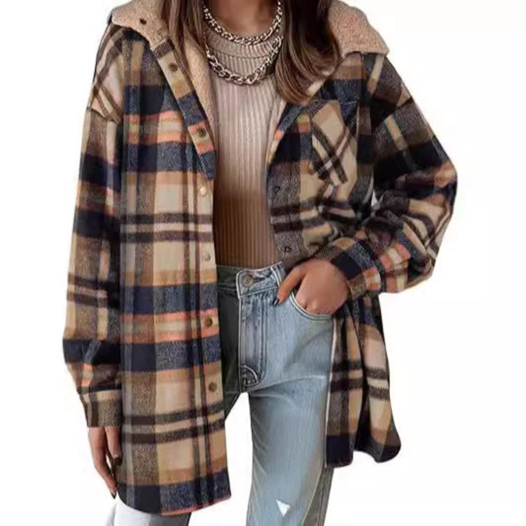 TALLULAH™ - Relaxed Fit Geruite Jas met Capuchon 1