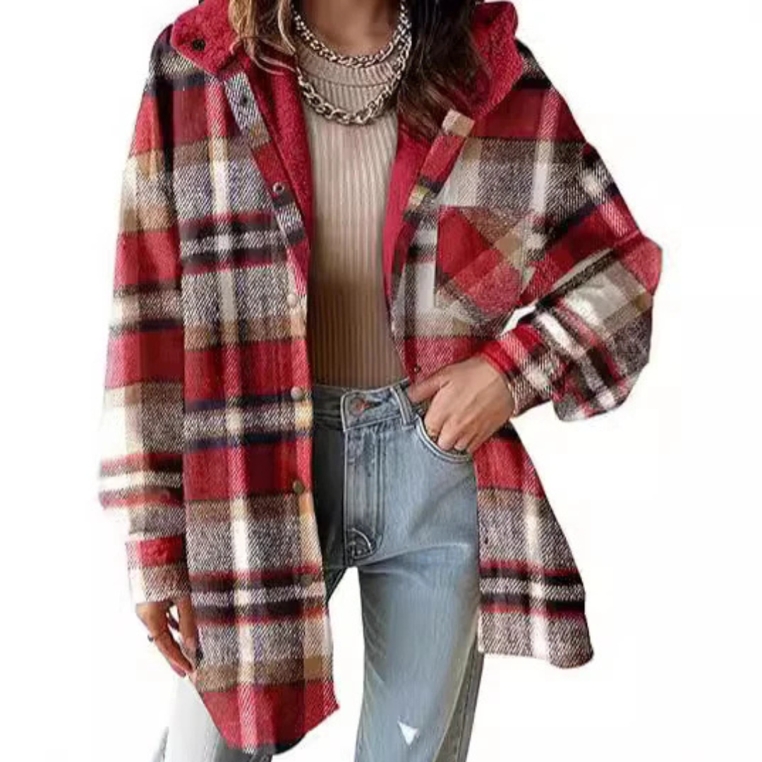 TALLULAH™ - Relaxed Fit Geruite Jas met Capuchon 2