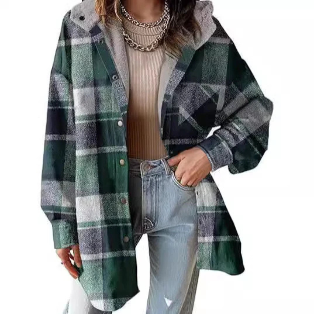 TALLULAH™ - Relaxed Fit Geruite Jas met Capuchon 3