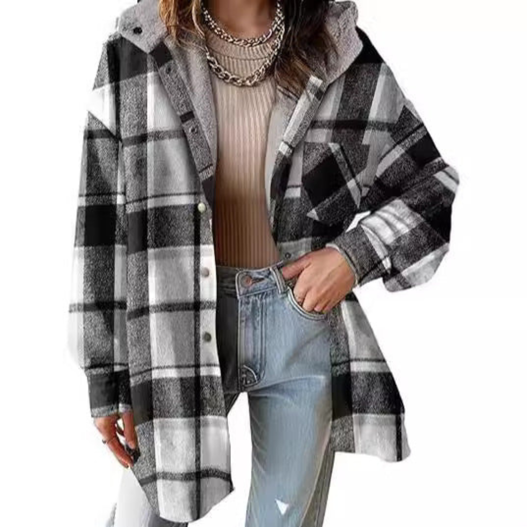 TALLULAH™ - Relaxed Fit Geruite Jas met Capuchon 4