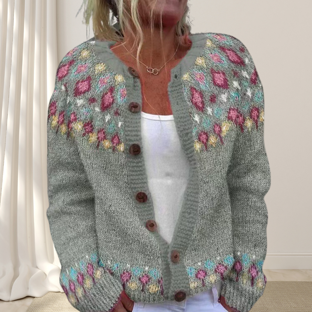 Virelle | Losgebreid vest met patroon