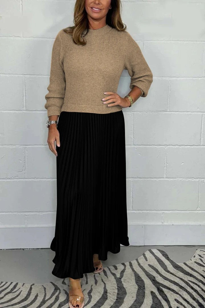 Charlotta | Maxijurk met trui en geplooide rok
