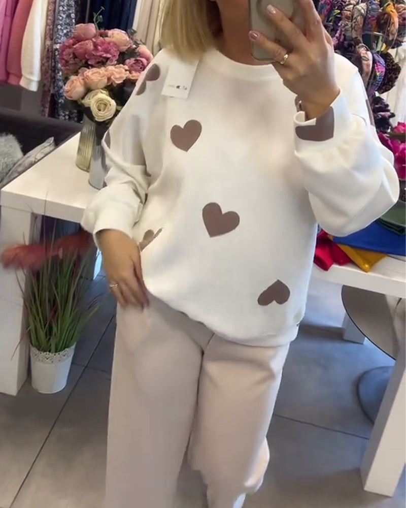 Heather | Trui in katoenmix met hartjes