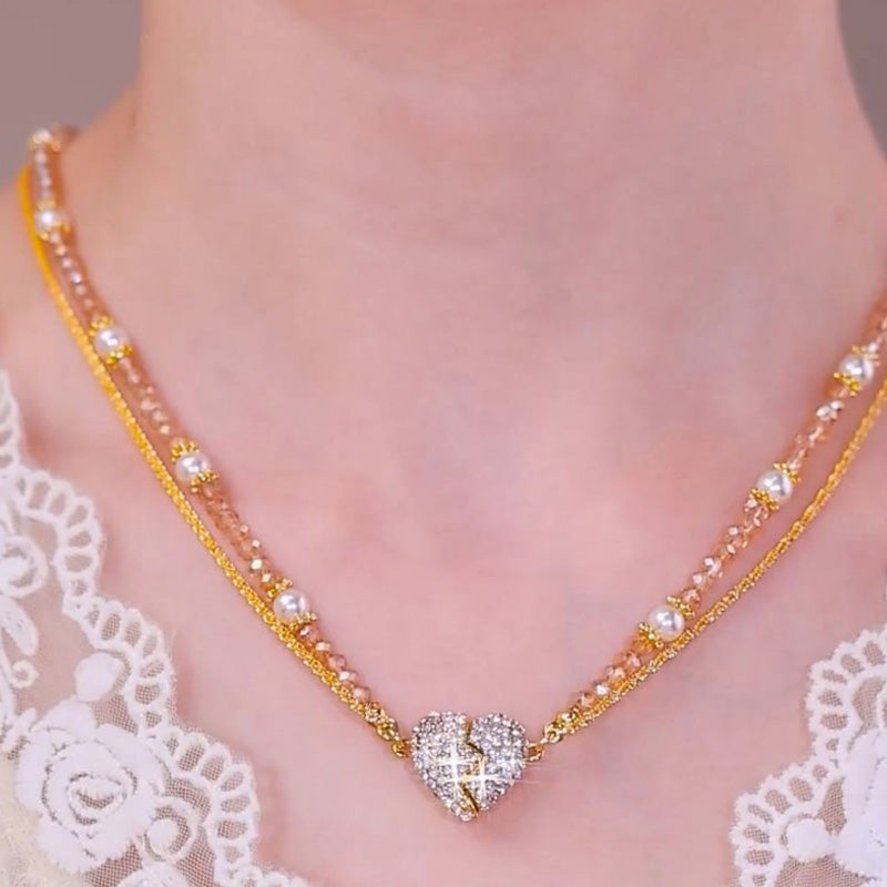 Dianara | Magnetische ketting met een paar gescheiden harten