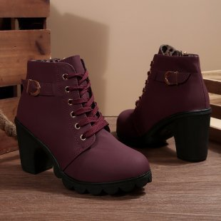 Gretchen | Chic Veterschoenen met Metalen Gesp en Chunky Enkellaarsjes
